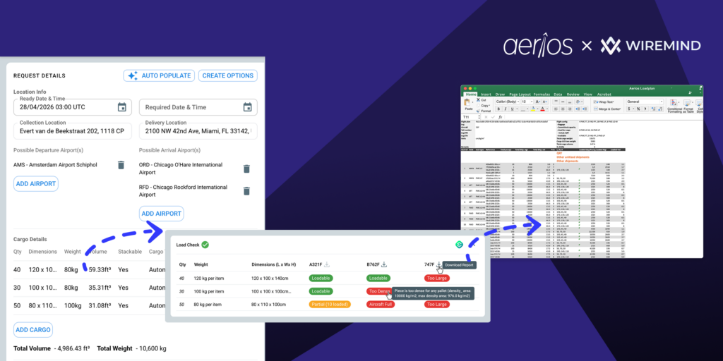 An image showcasing how wiremind's skypallet feature integrates with the carrier app for faster loadability