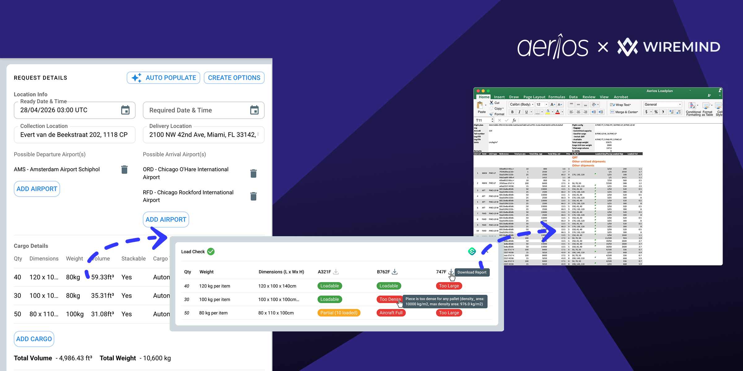 An image showcasing how wiremind's skypallet feature integrates with the carrier app for faster loadability